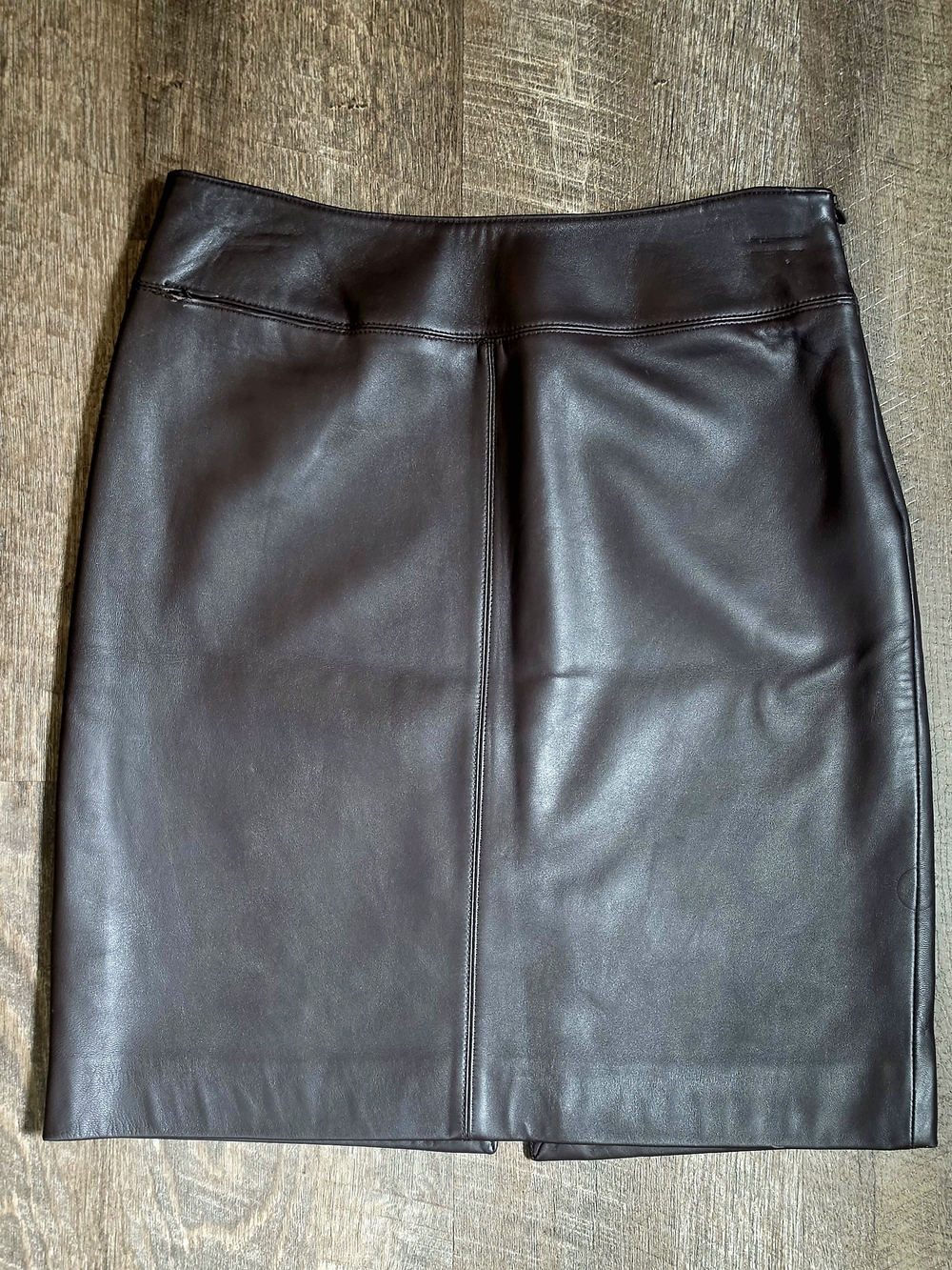 Vintage Lord & Taylor Nappa Leather Pencil Skirt Womens 2P Dark Brown Timeless - Picture 7 of 16